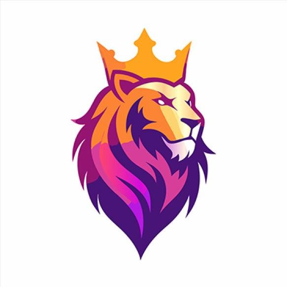 Purple Pink Lion Head With Crown It