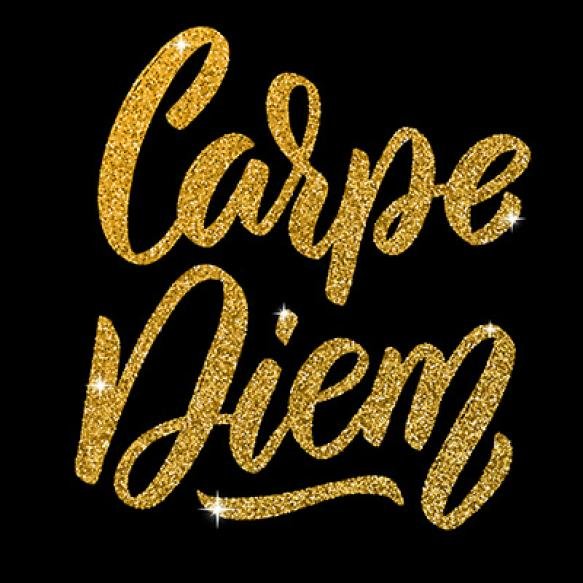 Carpe Diem Hand Drawn Lettering Phrase Golden Style Dark Background Element Poster Greeting Card Ill