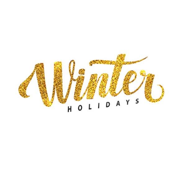 Winter Holidays Card Golden Shiny Glitter Lettering Poster Tamplate White Background