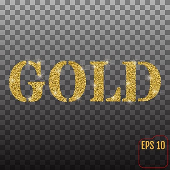 Word Gold From Golden Sand Confetti With Glitter Transparent Background