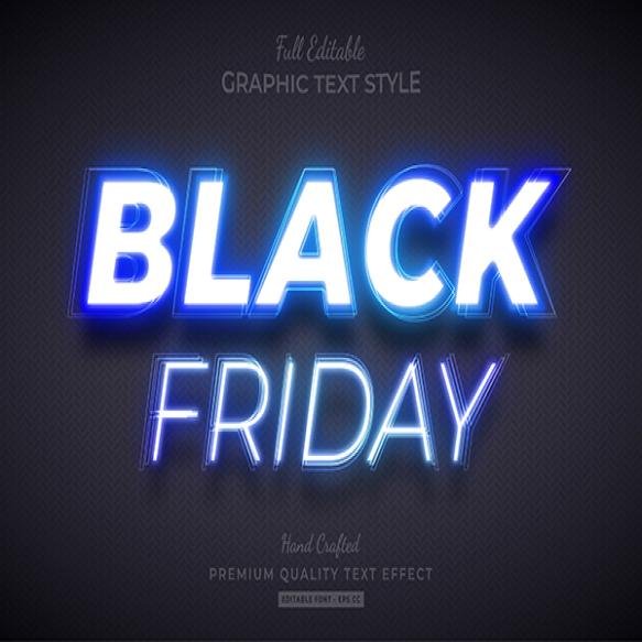 Black Friday Blue Neon Editable Text Style Effect