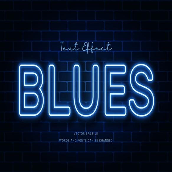 Blues Neon Light Text Effect