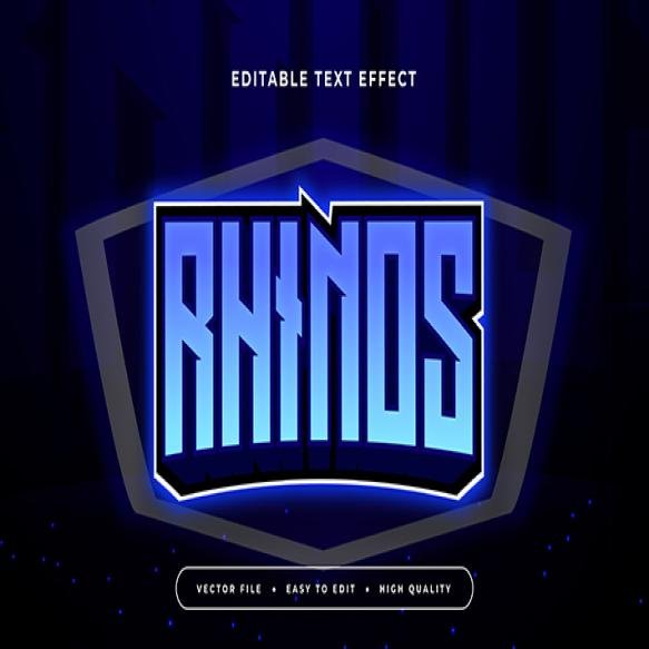 Blue White Rhinos 3d Editable Text Effect Font Style
