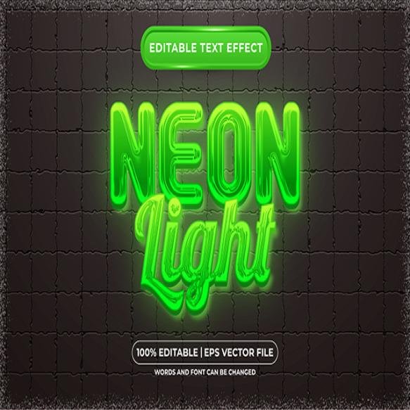 Editable Text Effect Green Neon Light Style