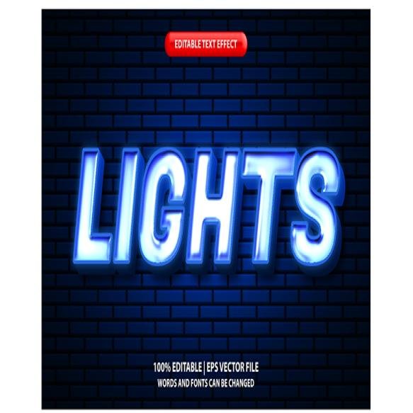 Editable Text Effect Lights Blue Neon
