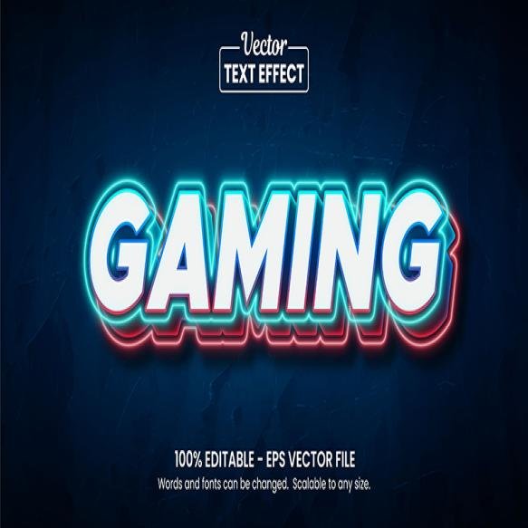 Gaming Blue Red Light Background Editable Text Effect