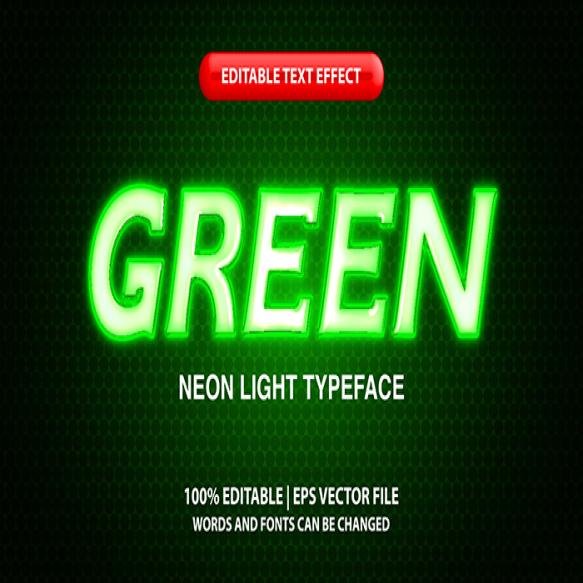 Green Editable Text Effect Template Neon Light Futuristic Text Style (1)