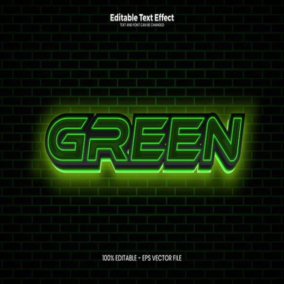 Green Neon Editable Text Effect Modern Trend Style