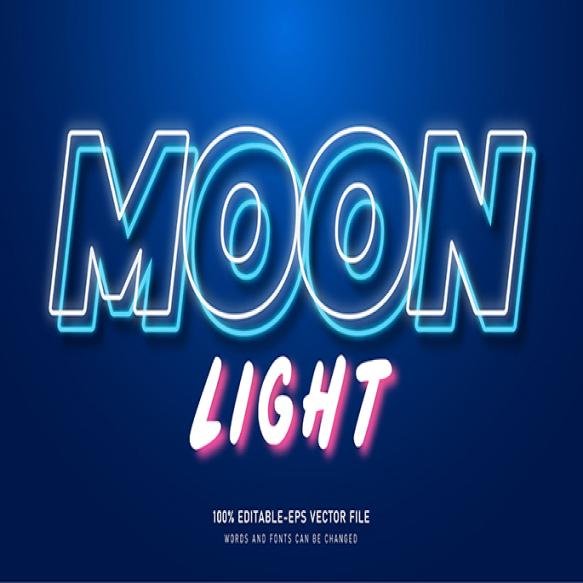 Moon Light Text Effect With Neon Element Editable Font (1)