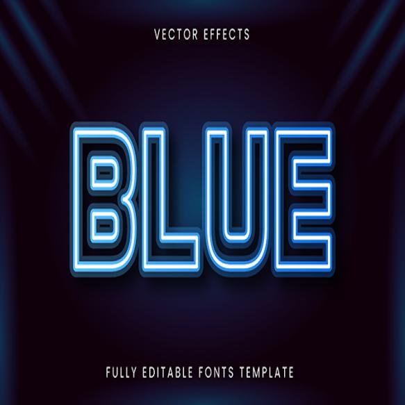 Neon Blue Text Effect Fully Editable Vector Design
