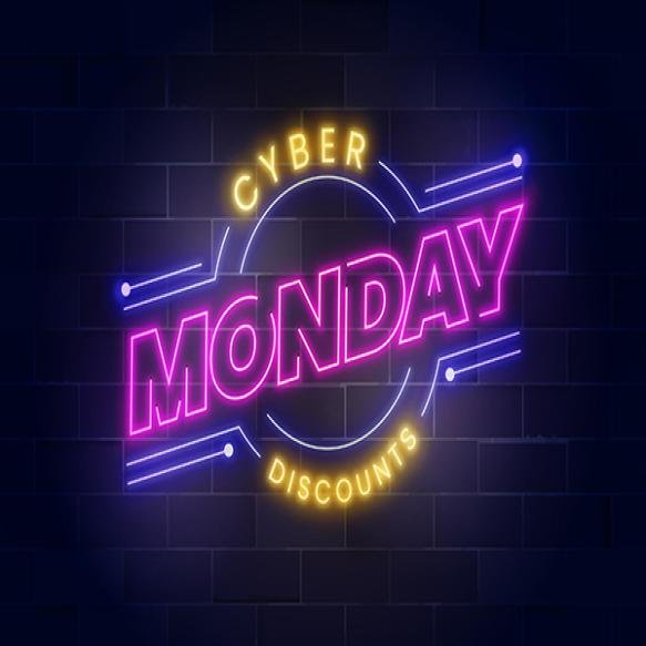 Realistic Cyber Monday Neon Lettering