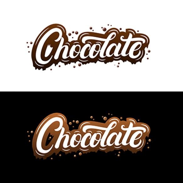 Chocolate Hand Written Lettering With Splashes Streaks