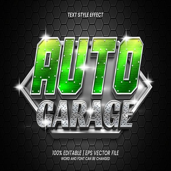 3d Auto Garage Editable Text Effect