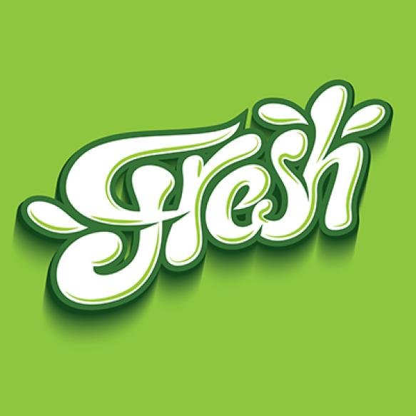 Colored Calligraphic Inscription Fresh Design Drinks Packaging Shop Windows