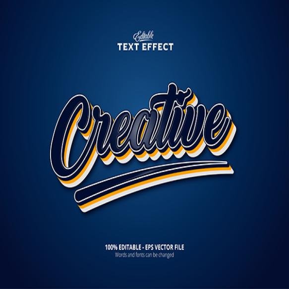 Editable Text Effect Blue Background Creative Text