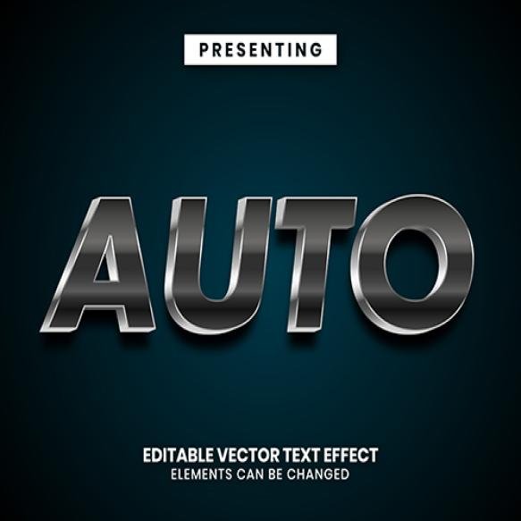 Editable Text Effect Shiny Metal Style