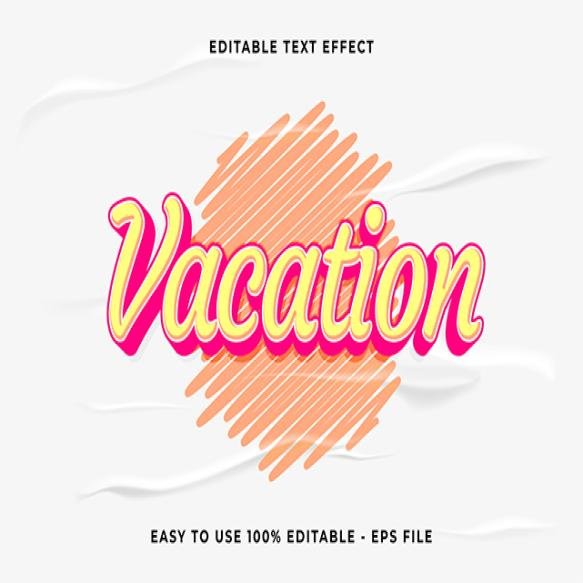 Vacation Editable Text Effect Minimalist Vector Text Effect