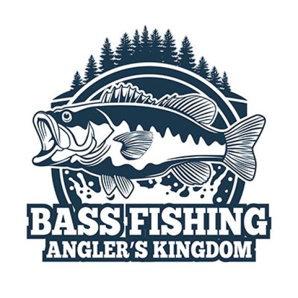 Bass Fishing Logo Bass Fish With Rod Club Emblem Fishing Theme Vector Illustration Isolated White