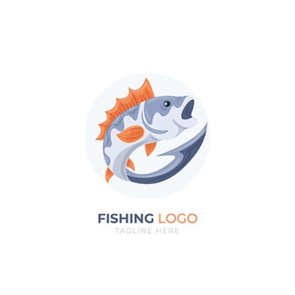 Hand Drawn Flat Design Fishing Logo