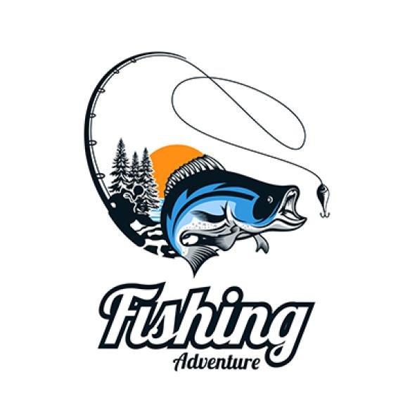 Largemouth Bass Jumping Sunset Fishing Adventure Logo