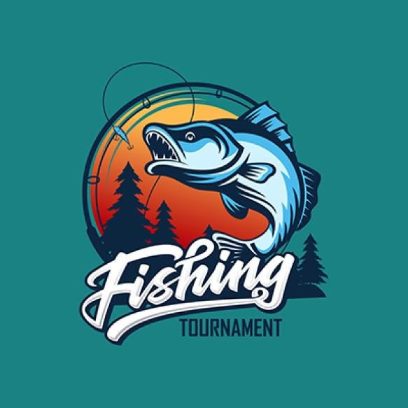Vintage Fishing Tournament Logo Template Isolated
