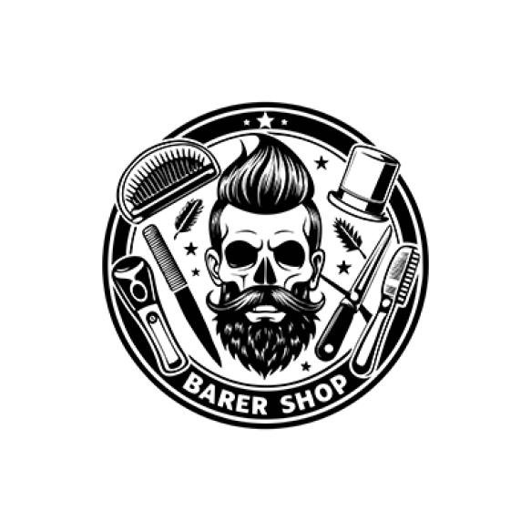 Barber Stencil Vector Art Silhouette Logo Design Black White