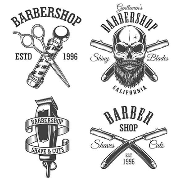 Set Vintage Barbershop Emblems