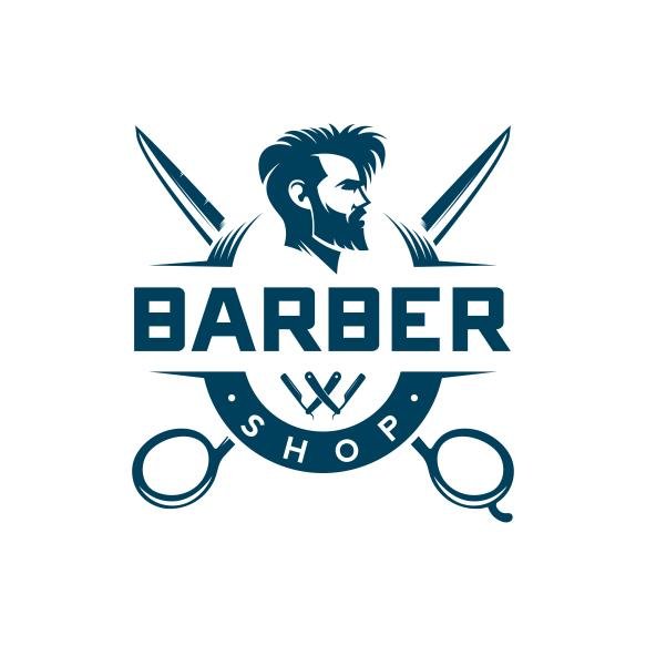 Vintage Barber Shop Badge Emblem Isolated White