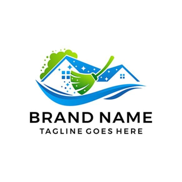 Cleaning Service House Building Logo Vector Template