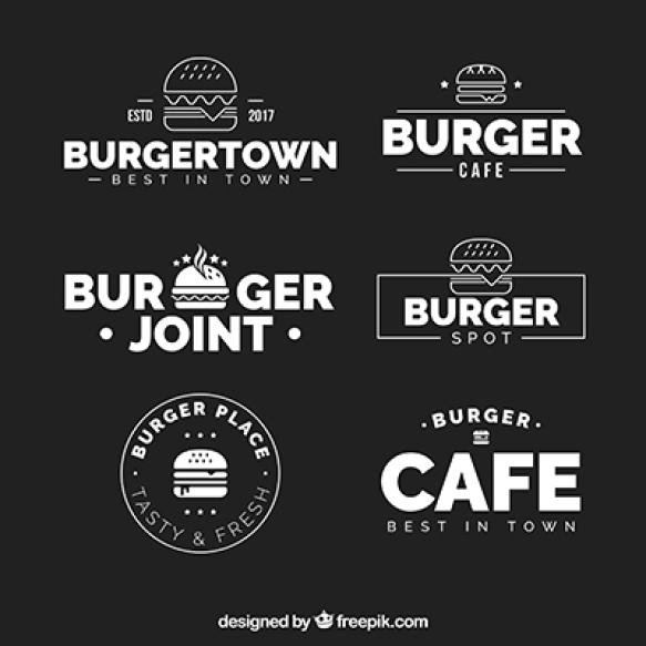 Black White Burger Logo Collection