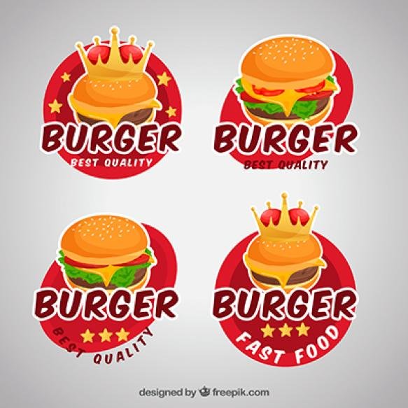 Colored Pack Logos With Tasty Burgers