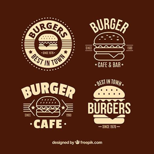 Flat Selection Four Decorative Hamburger Logos