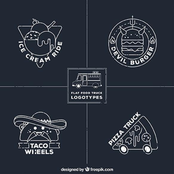 Hand Drawn Food Truck Logos Chalkboard Style