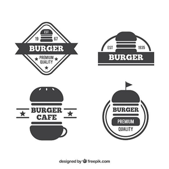 Several Burger Logos Flat Design