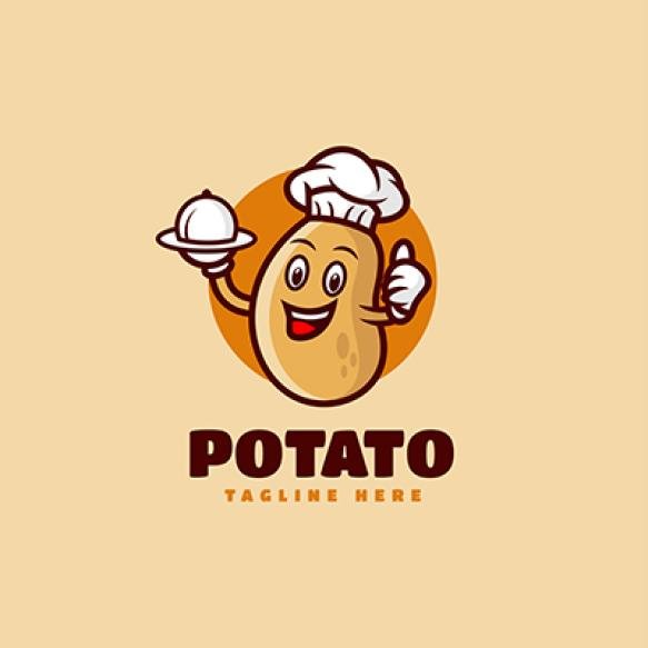 Vector Logo Illustration Potato Mascot Cartoon Style