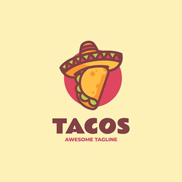 Vector Logo Illustration Tacos Simple Mascot Style