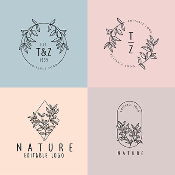 Beautiful Floral Feminine Editable Premade Monoline Logo
