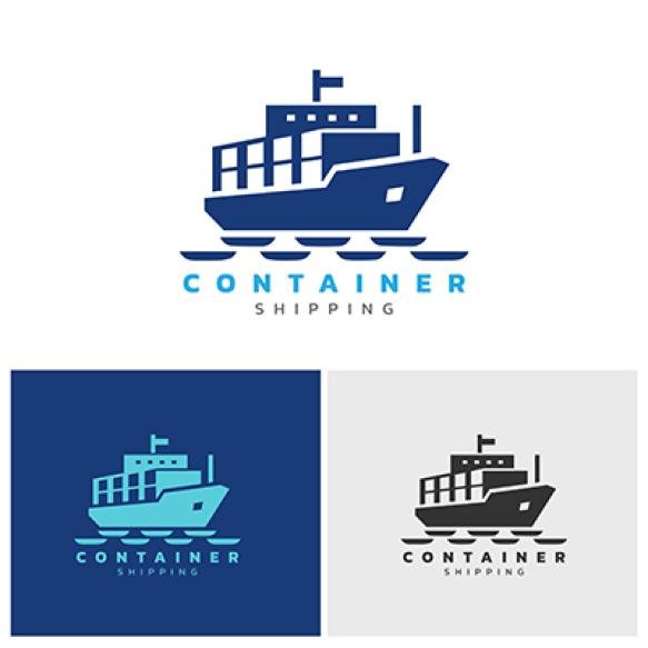 Container Ship Logo Blue Color Combination Suitable Exporter Company Logos