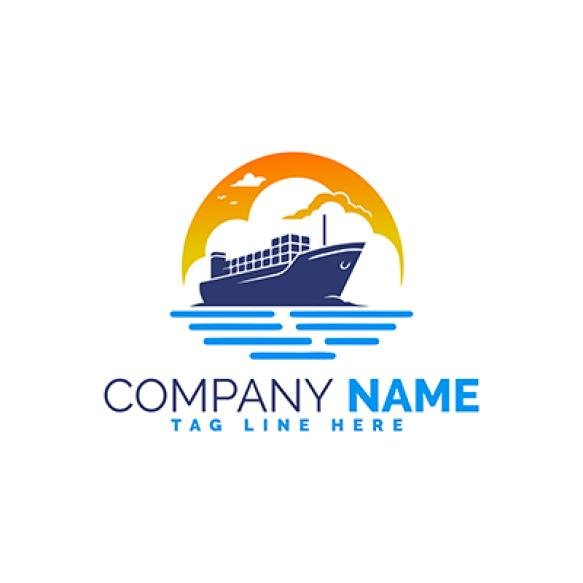 Cruise Ship Emblem Featuring Ocean Waves Sunset Travel Company Logo