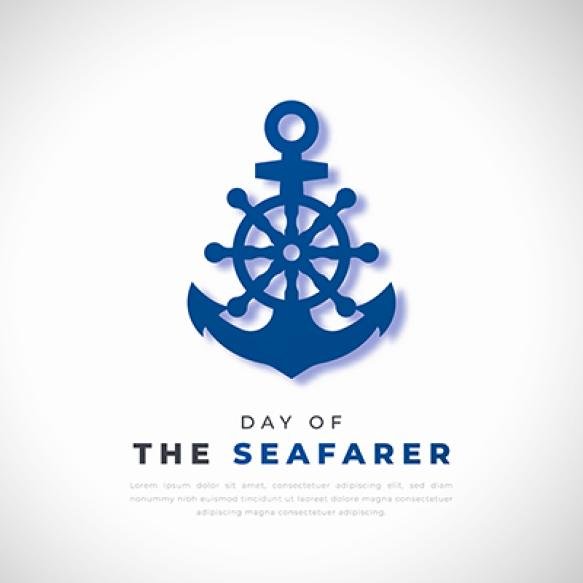Day Seafarer Poster Banner Background Paper Cut Style Vector Illustration