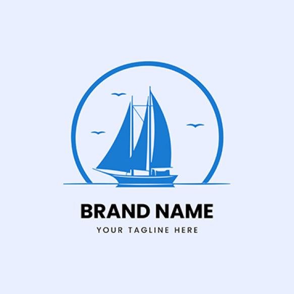 Flat Minimal Boat Ship Logo Design