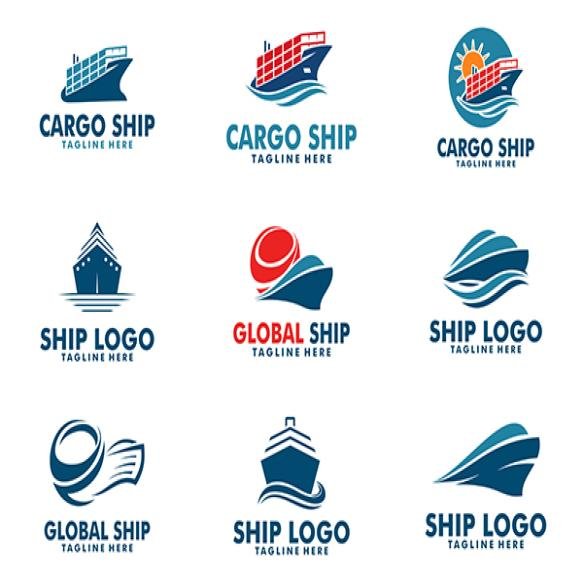 Set Cargo Logo Design Vector Ship Truck Plane Logistic Logo Design Template Collections