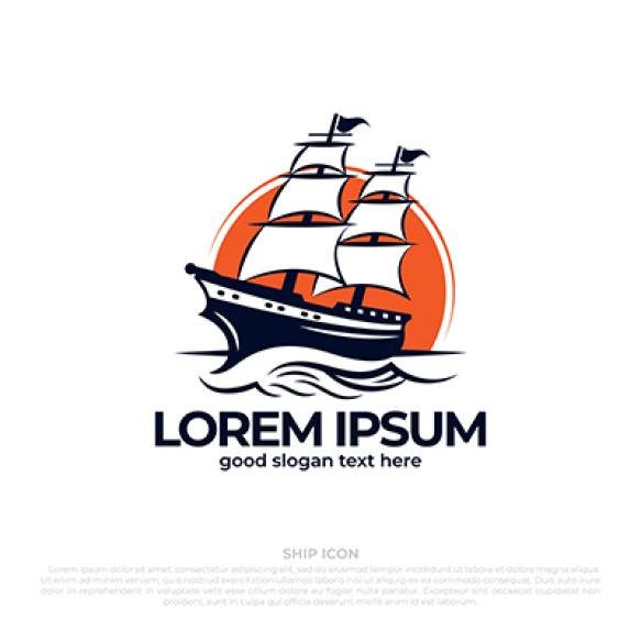 Traditional Ship Logo Illustration Old Sailing Ship Logo Design Wooden Ship Icon