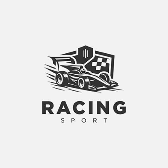 Car Racing Logo Design Monochrome Style Black White