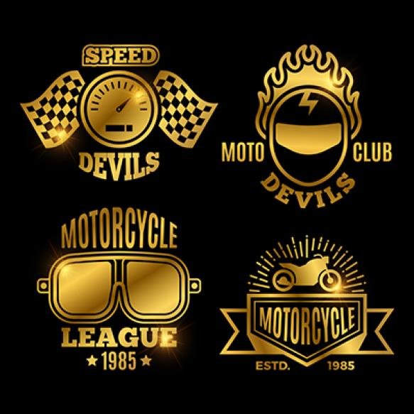 Golden Motorbike Motorcycle Sport Labels