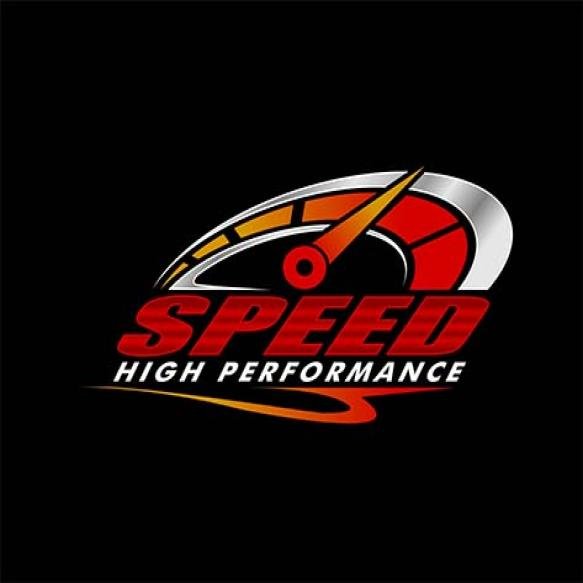 Speedometer Logo Sticker Design Vector Illustration Isolated Black Background