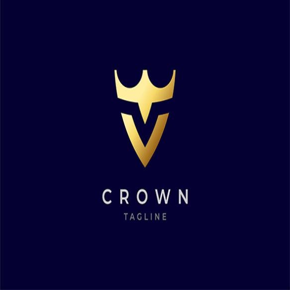 Crown Logo Design Letter V With Crown Combination Forms Shield Symbol