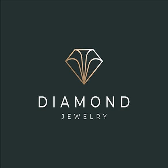 Diamond Gemstone Jewel Jewelry Gold Luxury Line Art Minimalist Vector Logo Design Illustration
