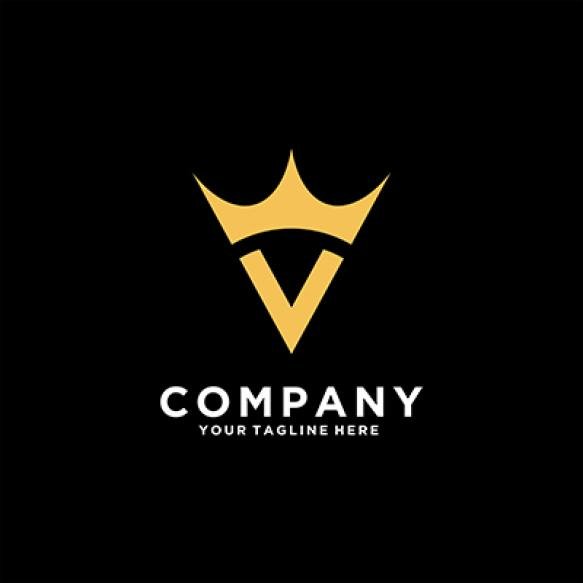 Letter V Crown Logo Template Stock Vector