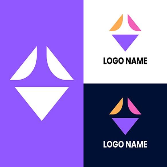 Modern Icon Design V Letter Shape Element With Business Card Template